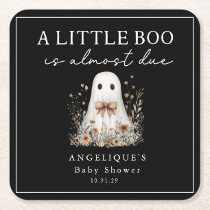 Posavasos Cuadrado De Papel Un pequeño fantasma boo Shower de bebé de flor sil