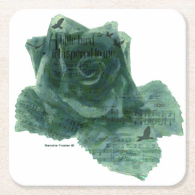 Posavasos Cuadrado De Papel Un Pequeño Pájaro Me Dijo Rosa (Anverso)