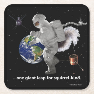 Posavasos Cuadrado De Papel Un pequeño paso para la ardilla