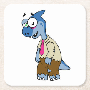 Posavasos Cuadrado De Papel Un Personalizado Parasaurolophus Se Vestió Como Un