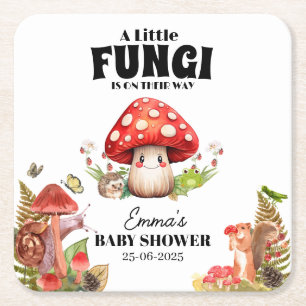 Posavasos Cuadrado De Papel un poco hongos hongos mariposa hongo Baby Shower