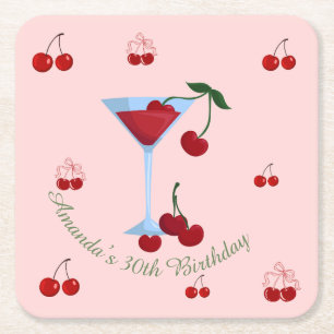Posavasos Cuadrado De Papel Un Poco Más Viejo Cumpleaños Cherrytini