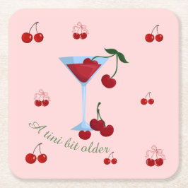 Posavasos Cuadrado De Papel Un Poco Más Viejo Cumpleaños Cherrytini