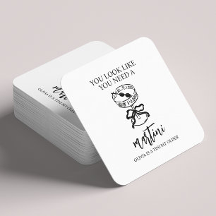 Posavasos Cuadrado De Papel Un poco más viejo Martini, el favor de la fiesta d