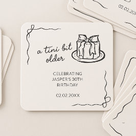 Posavasos Cuadrado De Papel Un poco más viejo Tini Bow Cake Fiesta de cumpleañ