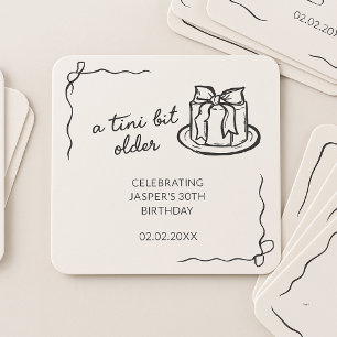 Posavasos Cuadrado De Papel Un poco más viejo Tini Bow Cake Fiesta de cumpleañ