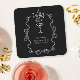 Posavasos Cuadrado De Papel Un poquito más viejo de la mano dibujó fiesta de c