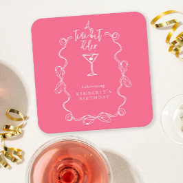 Posavasos Cuadrado De Papel Un poquito más viejo, fiesta de cumpleaños rosada