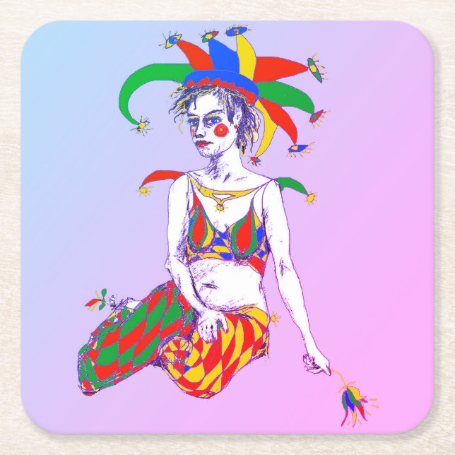 Posavasos Cuadrado De Papel Un Poster de Jester (Anverso)