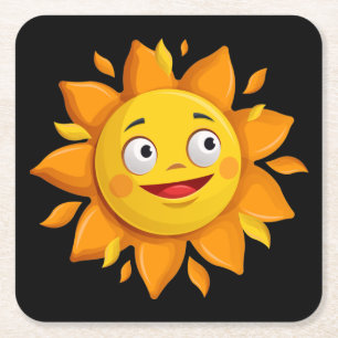 Posavasos Cuadrado De Papel Un sol grande muy divertido