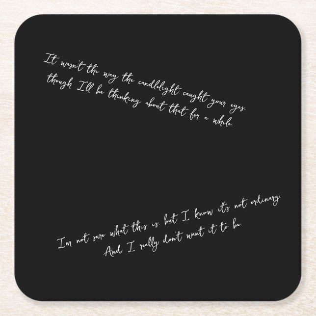 Posavasos Cuadrado De Papel Una carta pocos días después de una primera cita (Anverso)