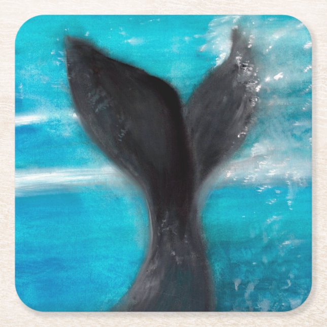 Posavasos Cuadrado De Papel Una cola de ballena (Anverso)