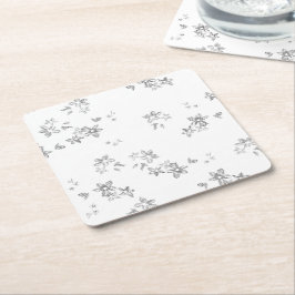 Posavasos Cuadrado De Papel una foto en blanco y negro de burbujas sobre un fo