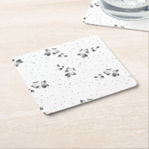 Posavasos Cuadrado De Papel una foto en blanco y negro de un montón de puntos