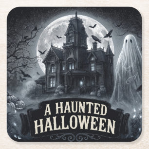 Posavasos Cuadrado De Papel Una ilustración gótica vintage de Halloween embruj