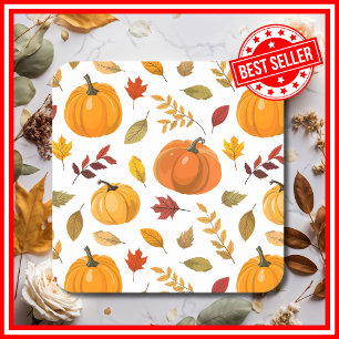 Posavasos Cuadrado De Papel Una pequeña calabaza Otoño Floral Baby Shower