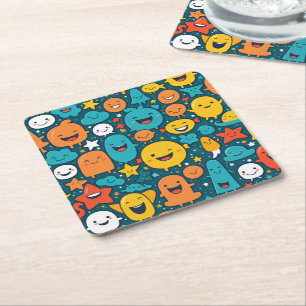 Posavasos Cuadrado De Papel una Personalizado Smileys Paper Coaster