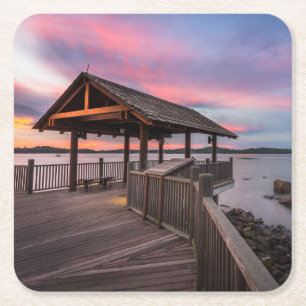 Posavasos Cuadrado De Papel Una puesta del sol hermosa