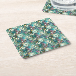Posavasos Cuadrado De Papel Una serie de mariposas místicas Diseño 3