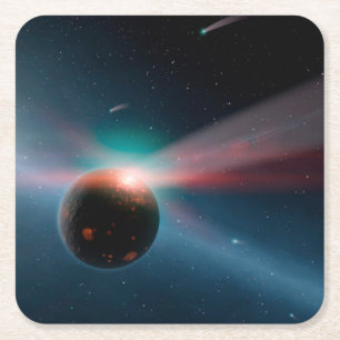 Posavasos Cuadrado De Papel Una Tormenta De Cometas En El Sistema Eta Corvi.