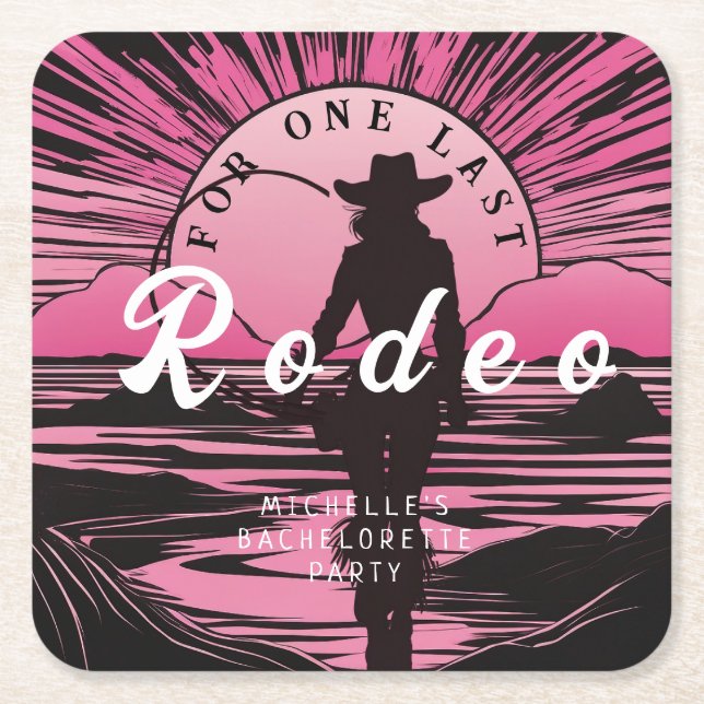 Posavasos Cuadrado De Papel Una última soltera de rodeo (Anverso)