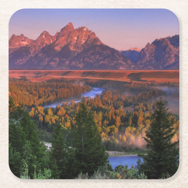 Posavasos Cuadrado De Papel Una visión por la mañana (Anverso)