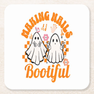 Posavasos Cuadrado De Papel Uñas Bootiful de Halloween