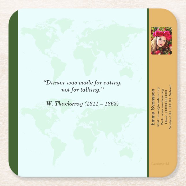 Posavasos Cuadrado De Papel Underlägg — Connect, World (Anverso)