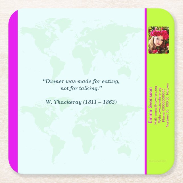 Posavasos Cuadrado De Papel Underlägg — Connect, World (Anverso)