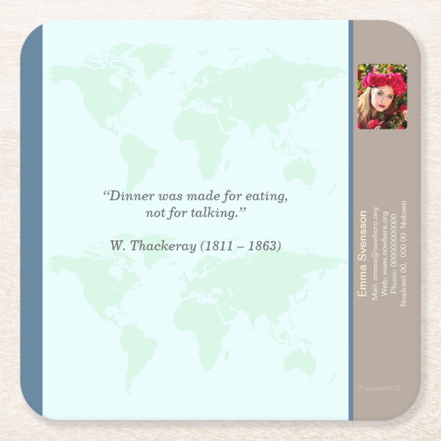 Posavasos Cuadrado De Papel Underlägg — Connect, World (Anverso)