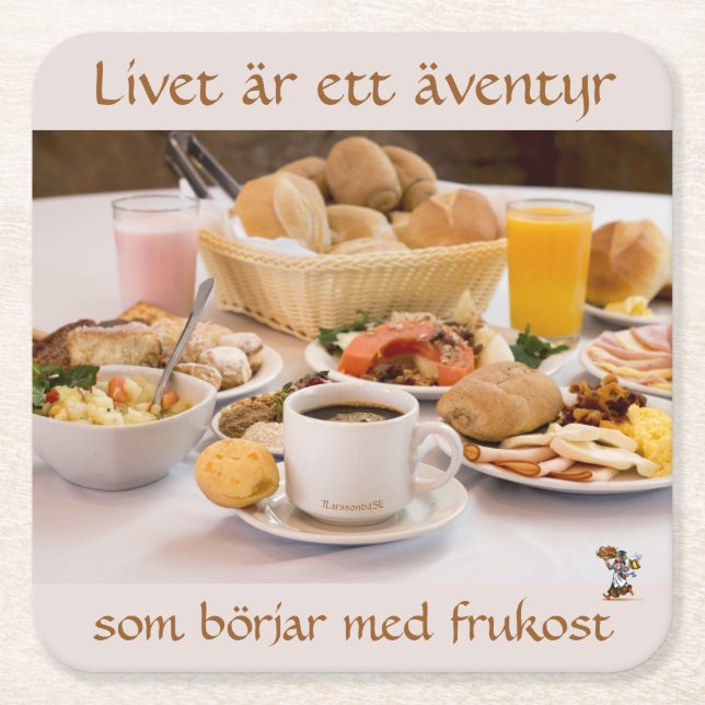 Posavasos Cuadrado De Papel Underlägg — Frukost (Anverso)