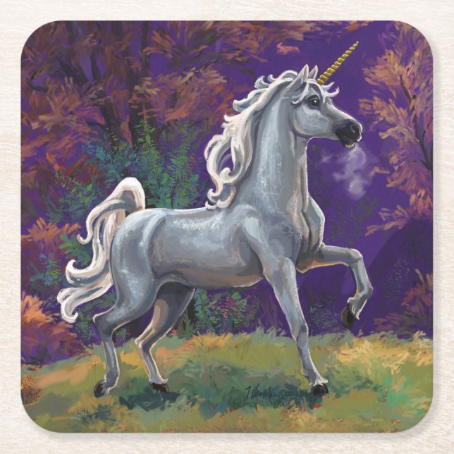 Posavasos Cuadrado De Papel Unicorn Glade (Anverso)
