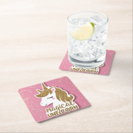 Posavasos Cuadrado De Papel Unicornio mágico