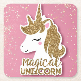Posavasos Cuadrado De Papel Unicornio mágico