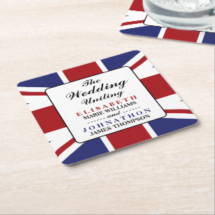 Posavasos Cuadrado De Papel Union Jack Flag Boda británico