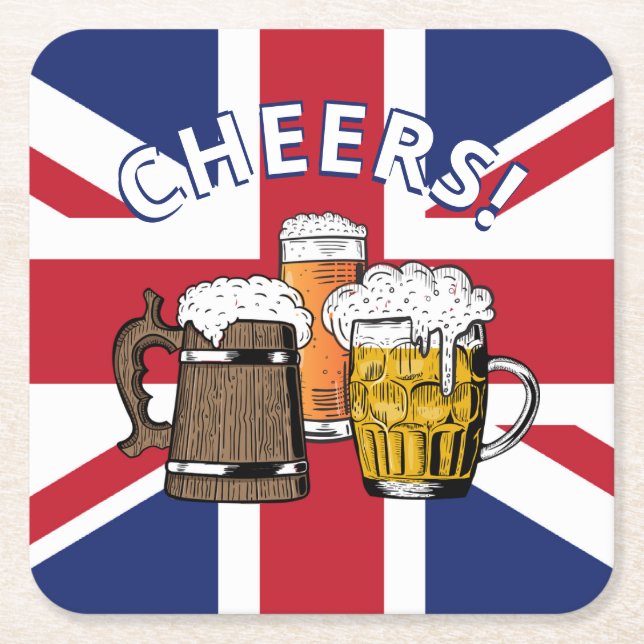 Posavasos Cuadrado De Papel UNION JACK Great British Beer (Anverso)