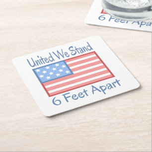 Posavasos Cuadrado De Papel United We Stand 6 Feed Apart Bandera De Estados Un