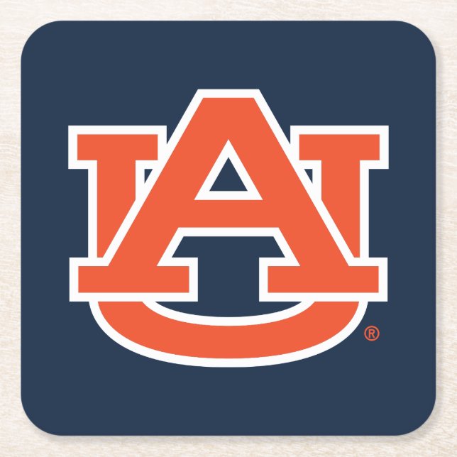 Posavasos Cuadrado De Papel Universidad Auburn | Logo de Auburn UA (Anverso)