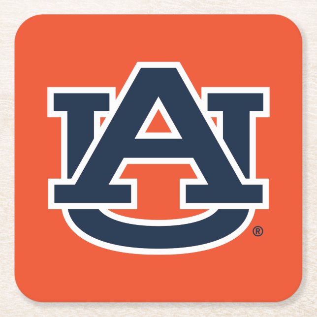 Posavasos Cuadrado De Papel Universidad Auburn | Logo de Auburn UA (Anverso)
