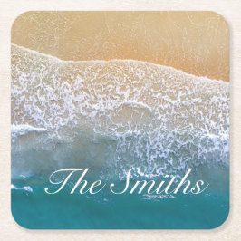 Posavasos Cuadrado De Papel Uno con la playa