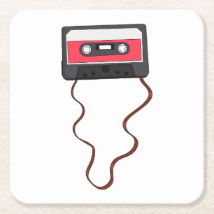 Posavasos Cuadrado De Papel Unwound Cassette Tape Mixtape Retro Vintage