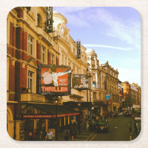 Posavasos Cuadrado De Papel Urban Vintage Downtown Cityscape
