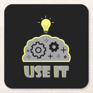 Posavasos Cuadrado De Papel Usa tu cerebro