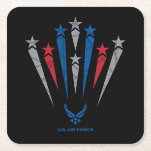 Posavasos Cuadrado De Papel USAF  Estrellas rojas, grises y azules