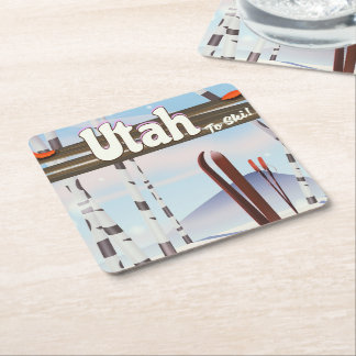 Posavasos Cuadrado De Papel ¡Utah para esquiar!