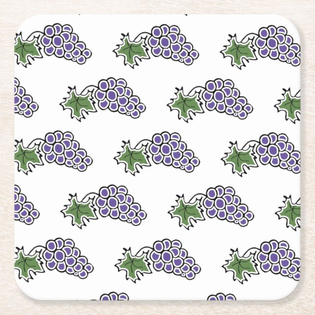 Posavasos Cuadrado De Papel Uvas (Anverso)