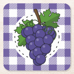 Posavasos Cuadrado De Papel Uvas sobre la pasta de violeta blanca