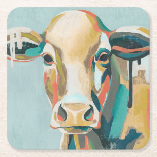 Posavasos Cuadrado De Papel Vaca colorida