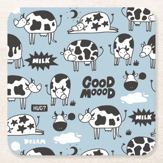 Posavasos Cuadrado De Papel Vaca y leche (Anverso)
