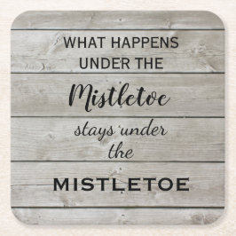 Posavasos Cuadrado De Papel Vacaciones bajo el muérdago